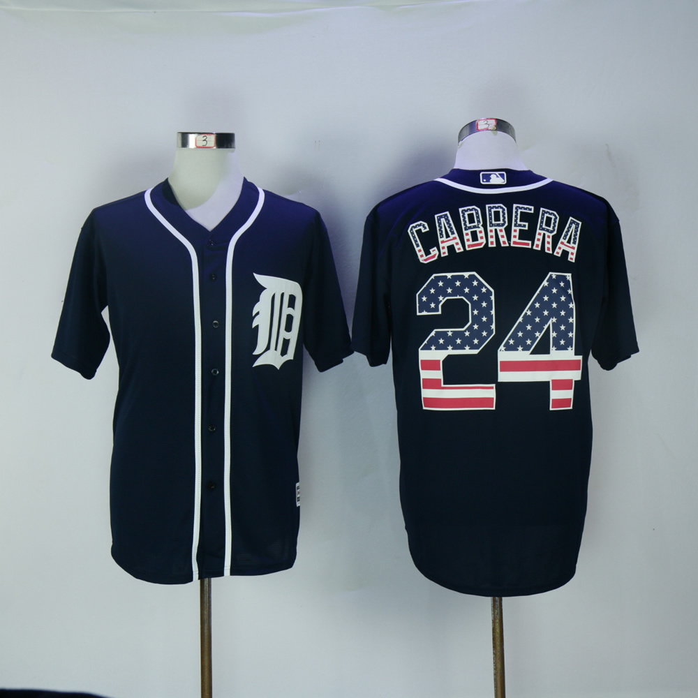 Men Detroit Tigers #24 Cabrera Blue National flag MLB Jerseys->detroit tigers->MLB Jersey